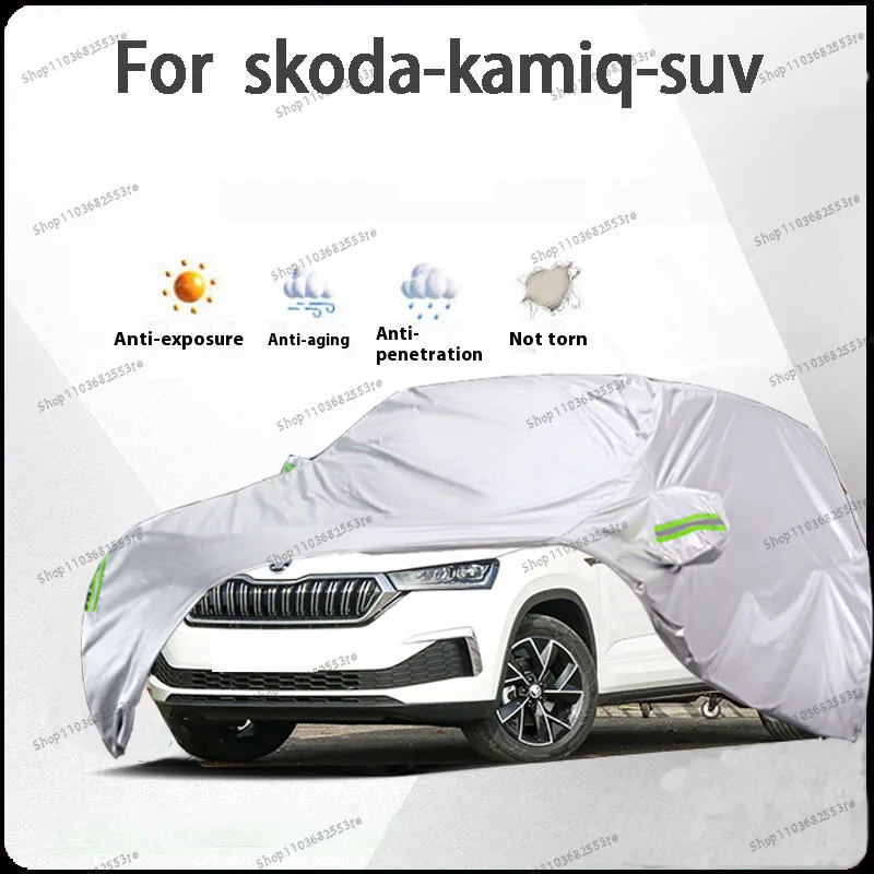 

Чехол для автомобиля Skoda Kamiq Fit — водонепроницаемый, пылезащитный, солнцезащитный козырек (УФ), снегозащитный | Серебряное полное покрытие с защитой в течение всего дня