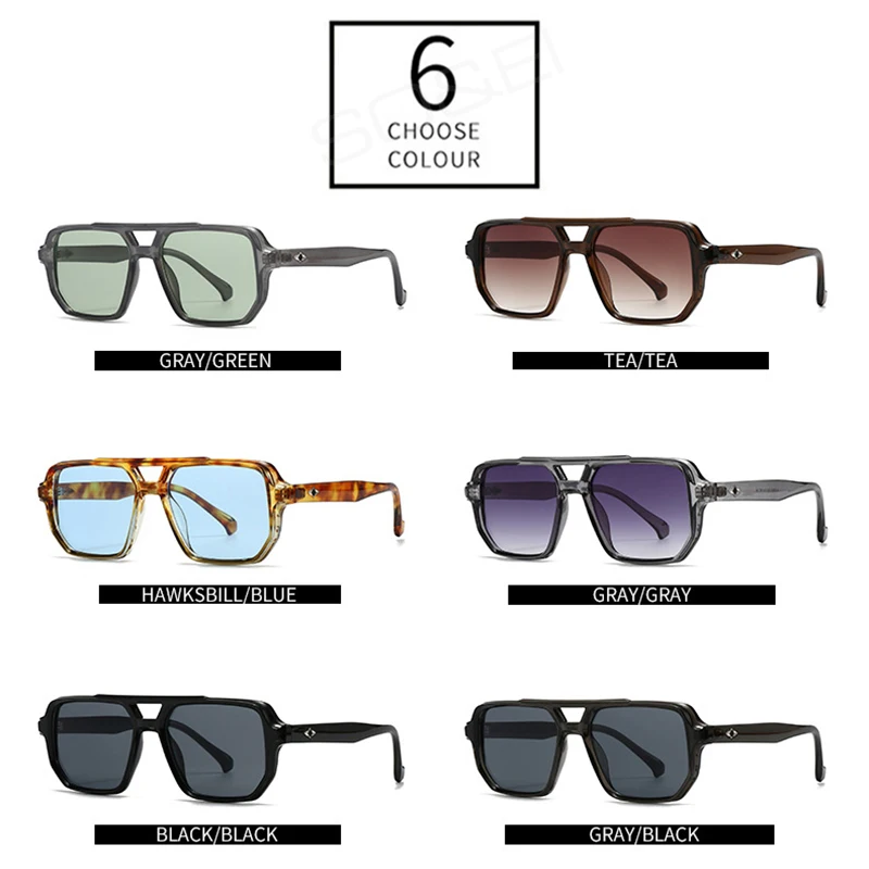 SO & EI Ins شعبية موضة مربع النظارات الشمسية الرجال التدرج ظلال UV400 خمر المسامير النساء تتجه نظارات شمسية زرقاء خضراء