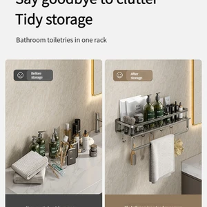Badezimmer Rack Badezimmer Regal Badezimmer Raumhängebat Aluminium Badezimmer Veranstalter an der Wand hängen 10 Hauptkleiderschrankregal - №9