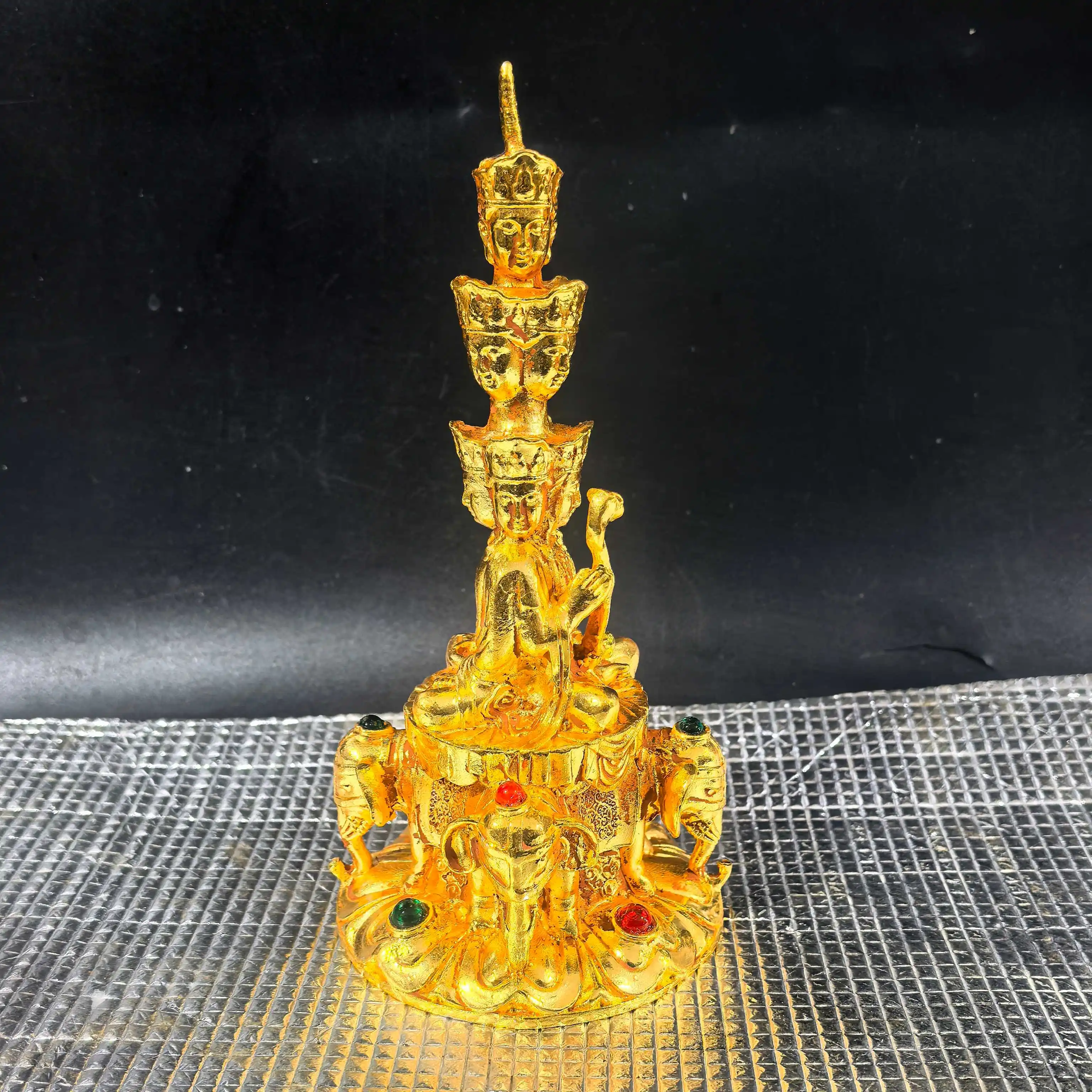 Retro gold-plated ten-square Samantabhadra Buddha ornaments four-faced Buddha, Buddha, dragon and snake patron saint