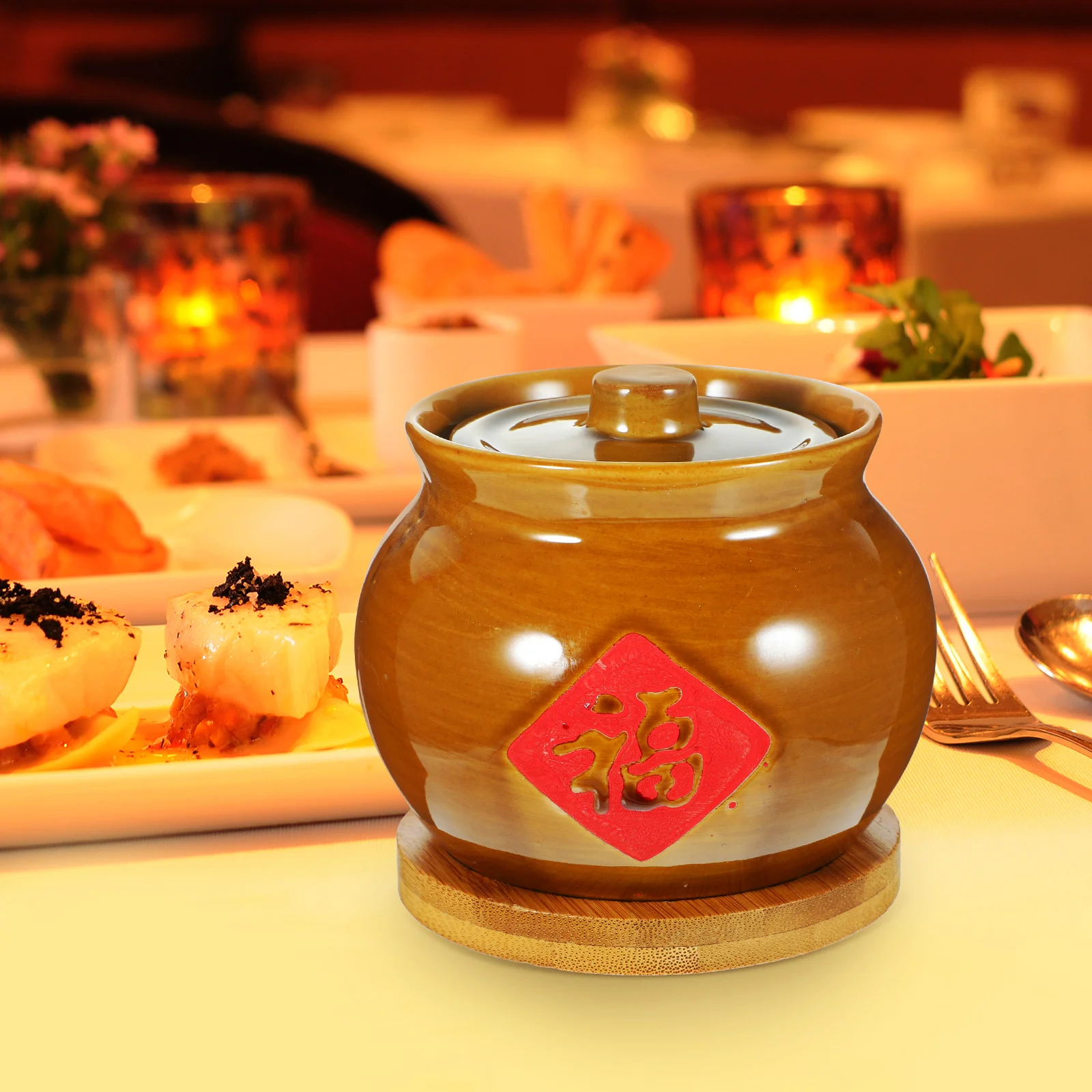 

1 set Ceramic Stew Pot Insulated Soup Container Practical Easy to Clean Steaming Bowl Cover Soup Bowls Steam Ceramic