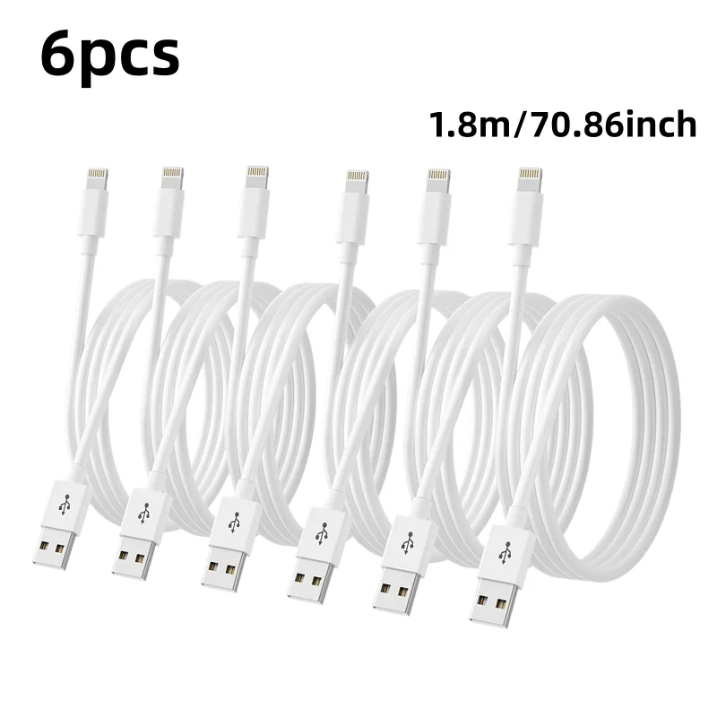 

6pcs 6ft Fast Charging USB Cable for IPhone Fast Charging Charger Cable Cord Compatible for IPhone Lightning Cable for IPhone