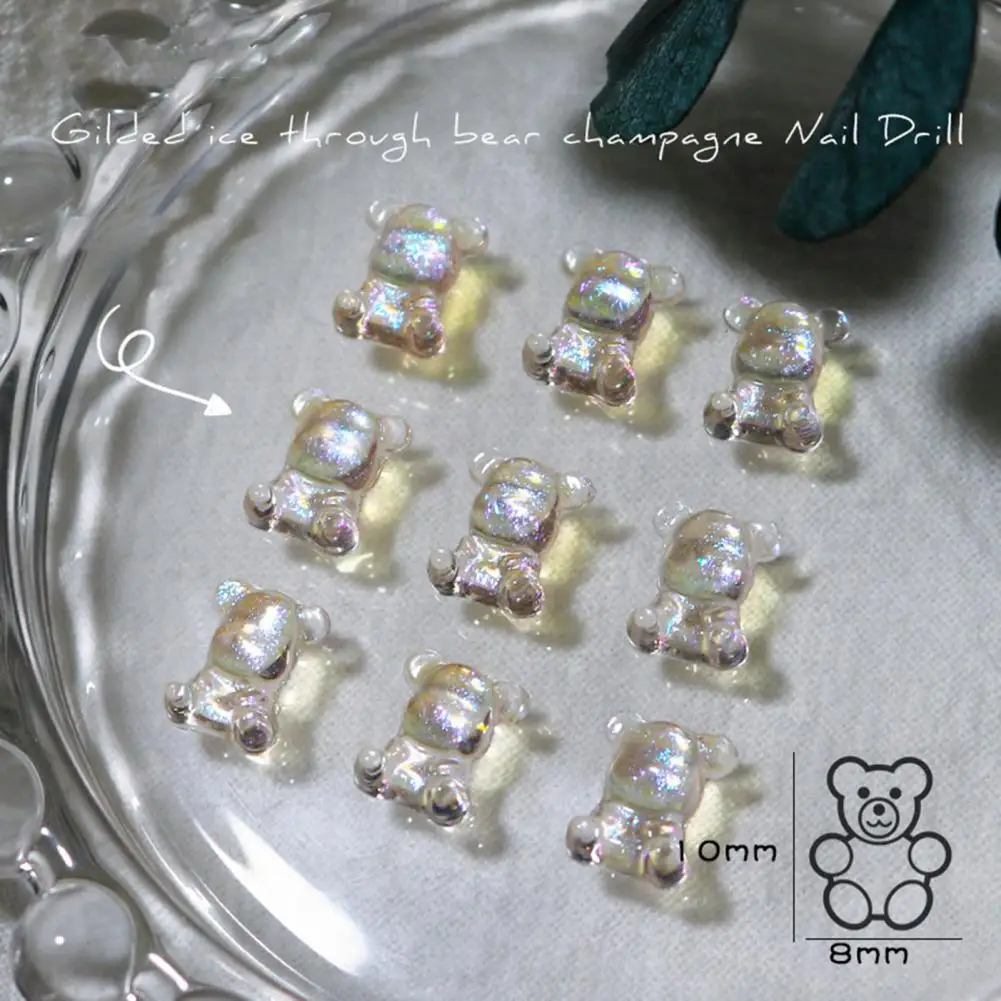 50ชิ้น/เซ็ตสไตล์ตกแต่งเล็บเคลือบเงา Mini ตกแต่งเล็บการ์ตูนหมี Art Rhinestone อุปกรณ์เสริม