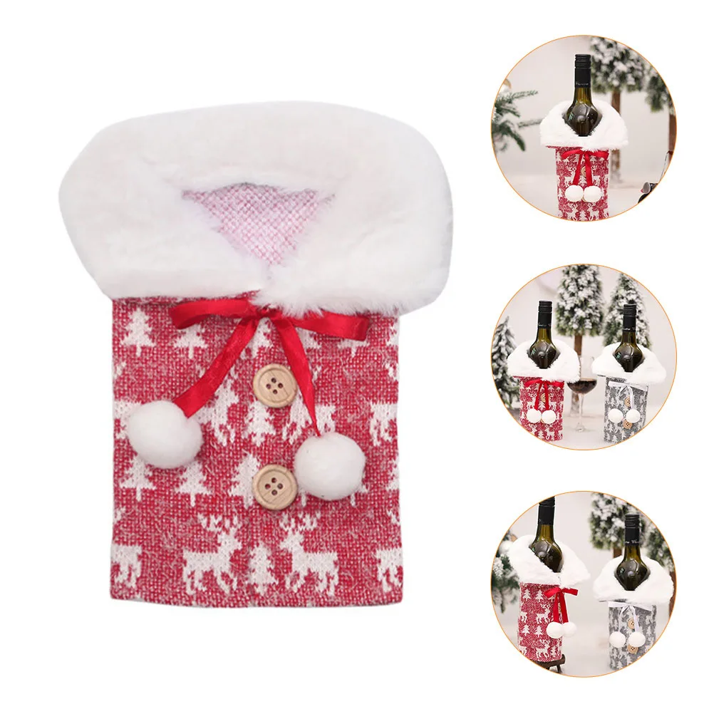 

Elk Bottle Set Dining Table Decor Christmas Sweater Decoration Cover for Bow Bag Xmas