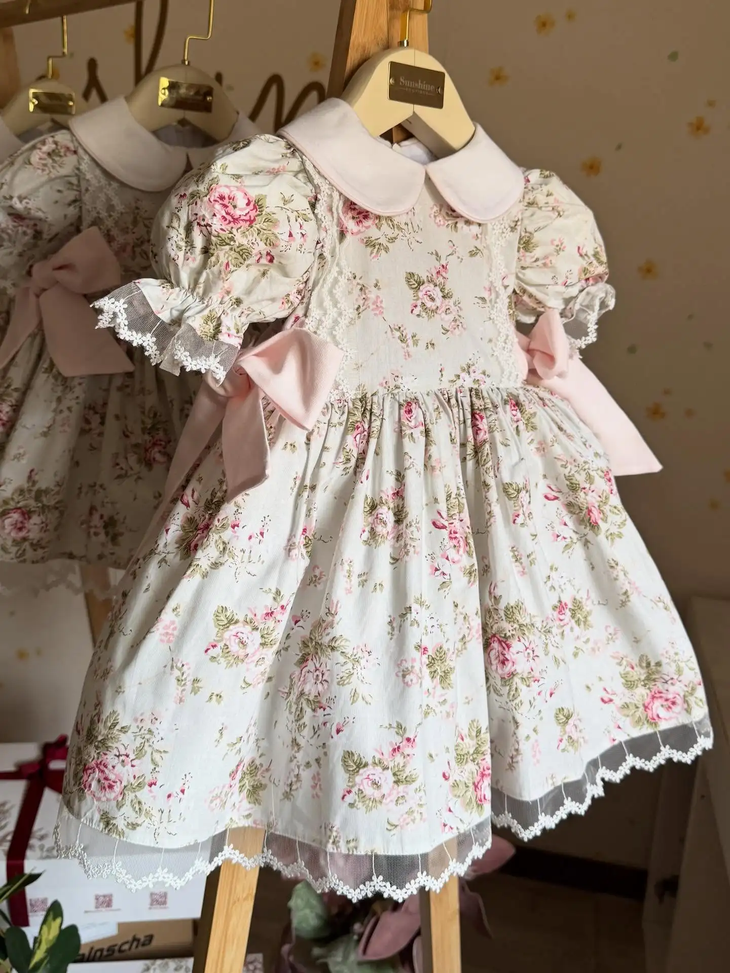 

Summer Girl Flower Print Lace Fluffy Dress For Casual Party Birthday Wedding Photography