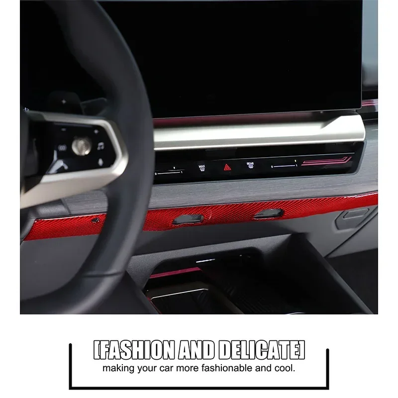 لسيارات BMW 5 Series G60 2024-2025 شاشة ملاحة السيارة من ألياف الكربون الناعمة لوحة سفلية ملصق مزخرفة ملحقات السيارة الداخلية