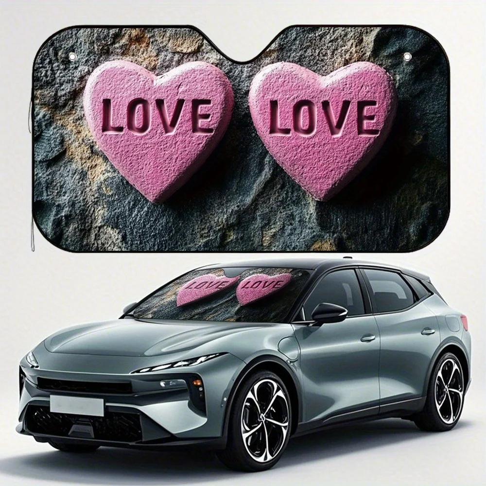 1pc Of Valentine'S Day Heart-Shaped Love Sun Visor For Cars, Offers Excellent Sun Protection, Fits All Types Of Vehicles, Enhanc