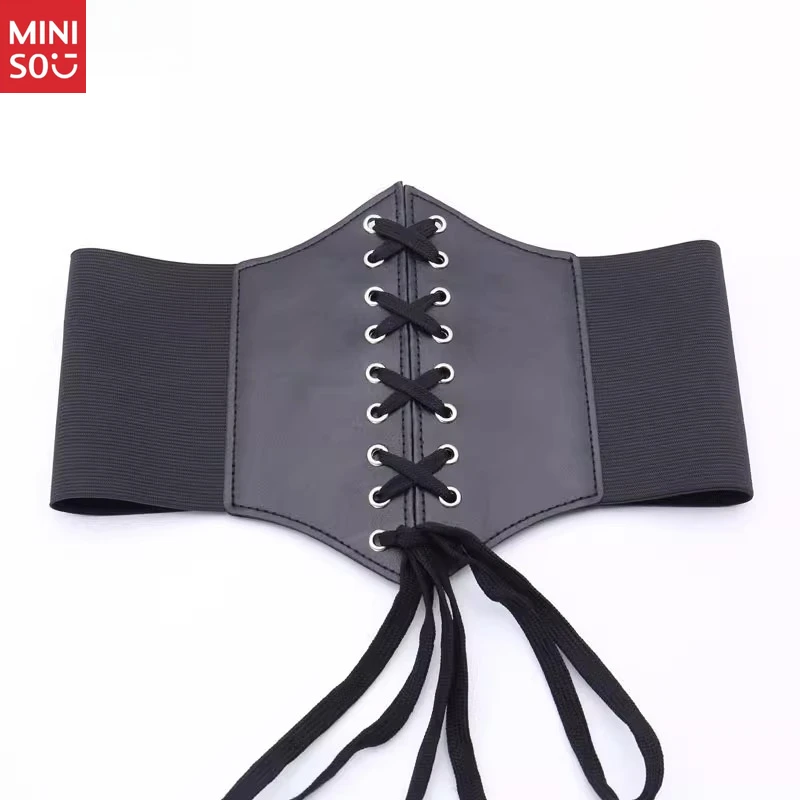 Miniso Ceinture corset médiévale pour femme, robe gothique à lacets et accessoire élastique