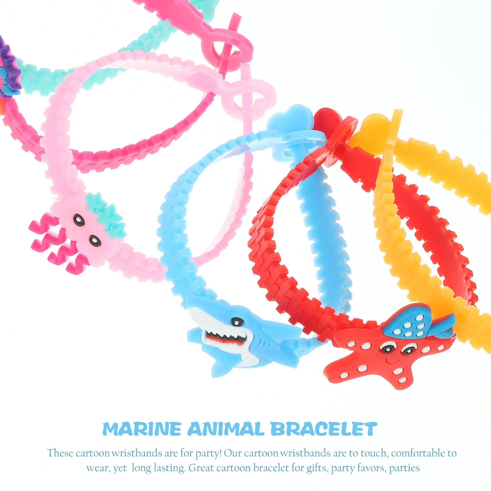 12 szt. Bransoletki z motywem zwierząt morskich, regulowane, PVC, upominki na przyjęcia plażowe, urocze dziecięce damskie bransoletki z kreskówkami, dekoracyjne prezenty