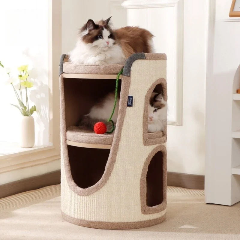 

Double-layer sisal bucket cat nest cat climbing frame, small cat scratching board integrated four-season nest