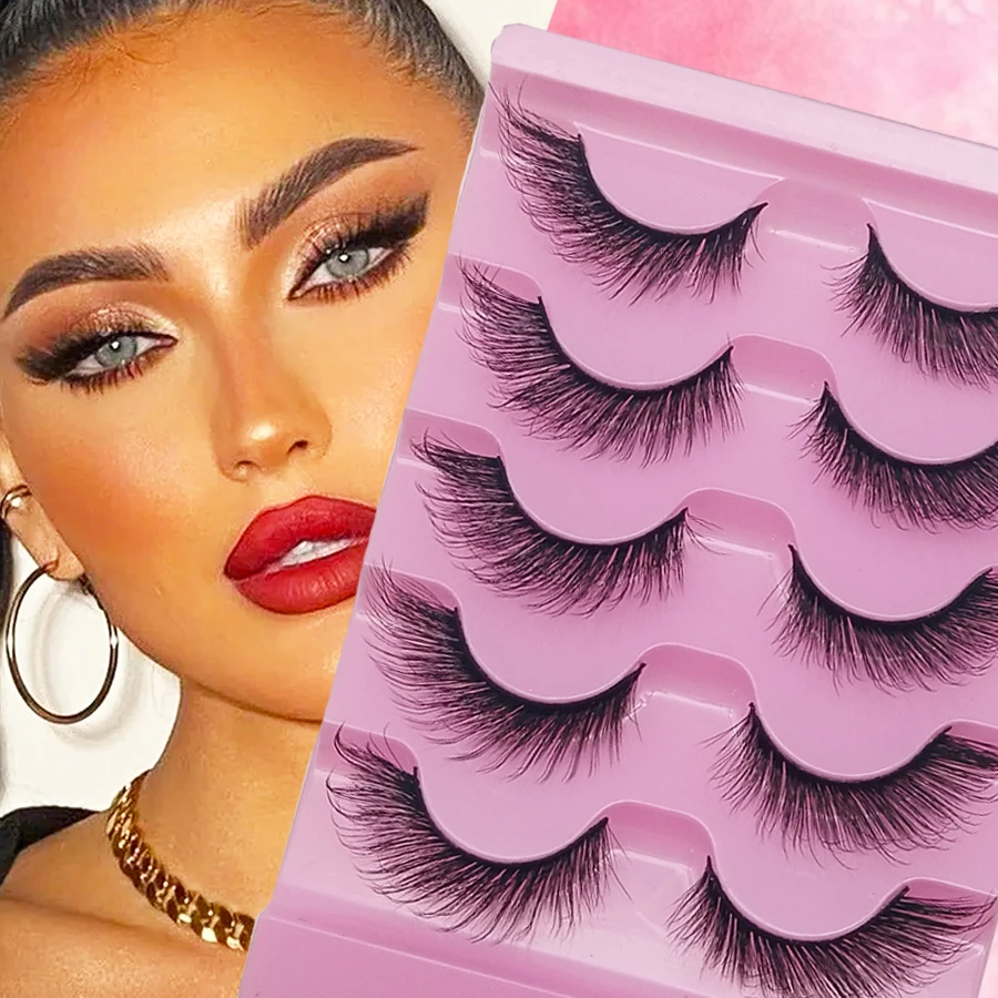 망고 아이 내추럴 인조 속눈썹은 자연스러운 외관을 연장합니다. 푹신한 천사 인조 속눈썹 -5쌍, 쉽게 매력적인 외모를 보여줍니다.