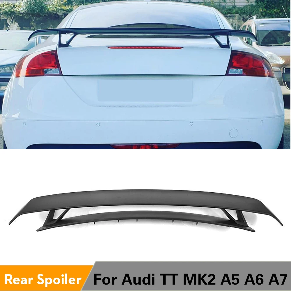 Carbon Fiber / FRP Rear Trunk Boot Double-Deck Spoiler Wing Lip for Audi TT MK2 8J TTS Coupe Convertible A5 A6 A7 