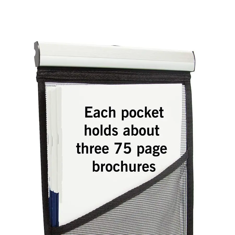 Mesh Brochure Holder 0.9ft x 4.6ft Portable Literature Stand with 4 Pockets amp Carrying Bag, Collapsible Literature Rack For Bu