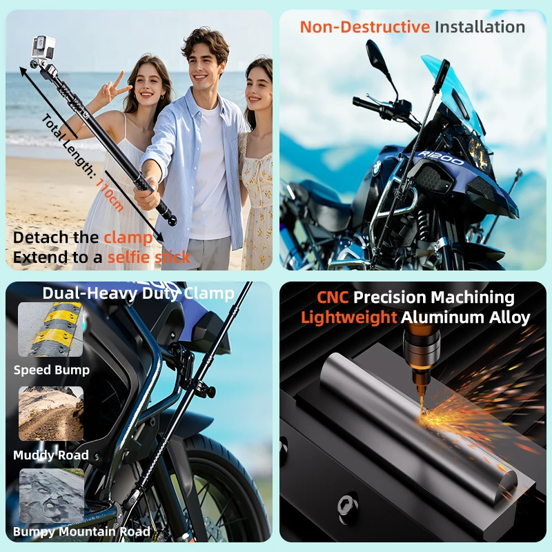Kewig QG2 Motorcycle Selfie Stick Anti-Theft Clamp 16.73