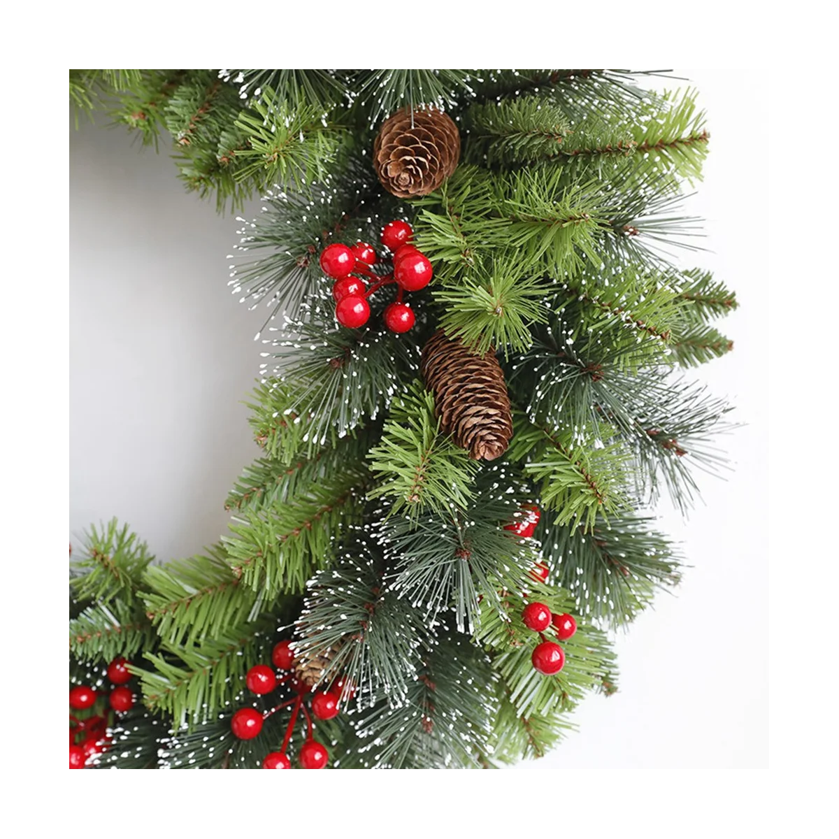 Christmas Wreath Pine Needle Red Fruit Decorative Wreath Window Arrangement Front Door Window Hanging Wreath 40cm