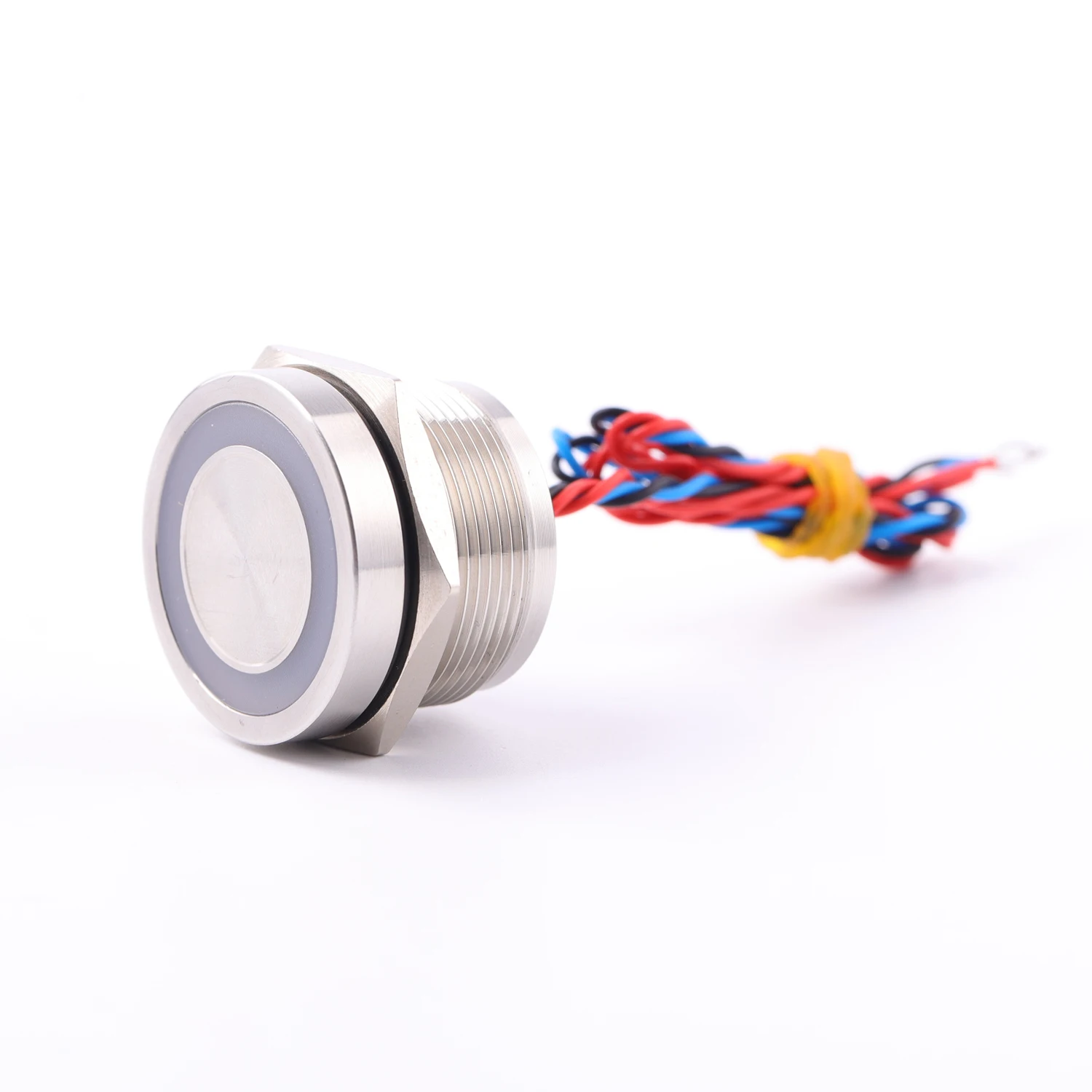 ABILKEEN 22MM Piezo Electric Switch 1NO Reset/Latching DC3~24V 2~10A 304 Stainless Steel Press Sensitive Switch with LED Ring
