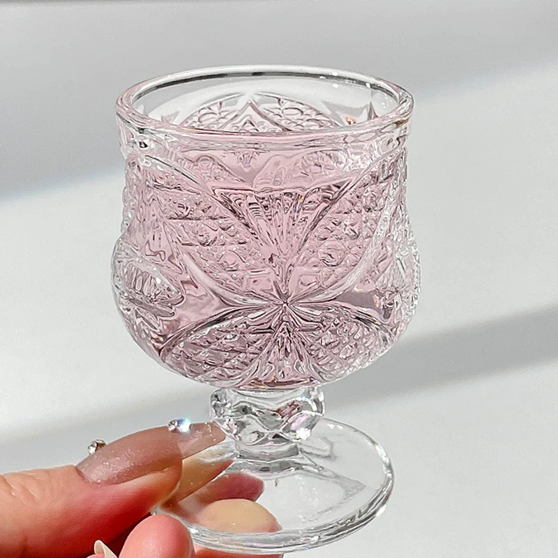 12pcs Set Cup Small Wine Glasses Luxury Sets Brandy Goblet 50ml Spirits Transparent Cups Butterfly Pattern Household Drinkware
