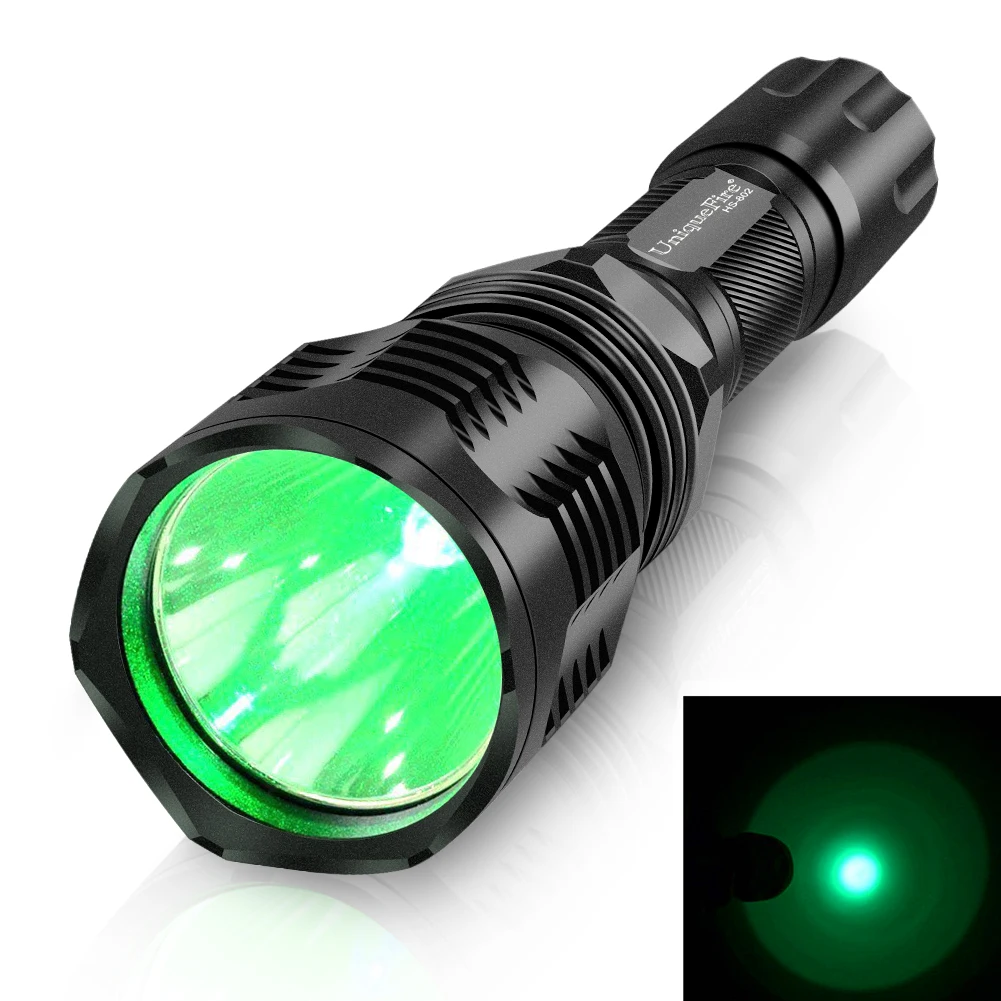 

UniqueFire HS-802 LED Tactical Flashlight Power Green Light LED 3 Mode Torch Use 18650 Battery for Coyote Hog Predator Hunting