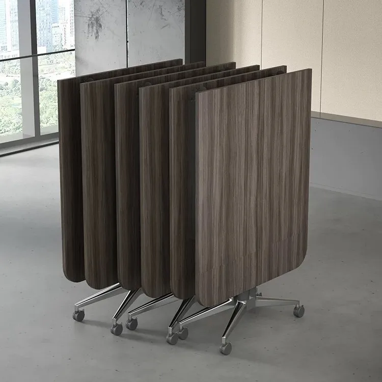 Foldable mobile strip table Conference table Dirt-resistant thickened with wheels Training table Desk Reception negotiation
