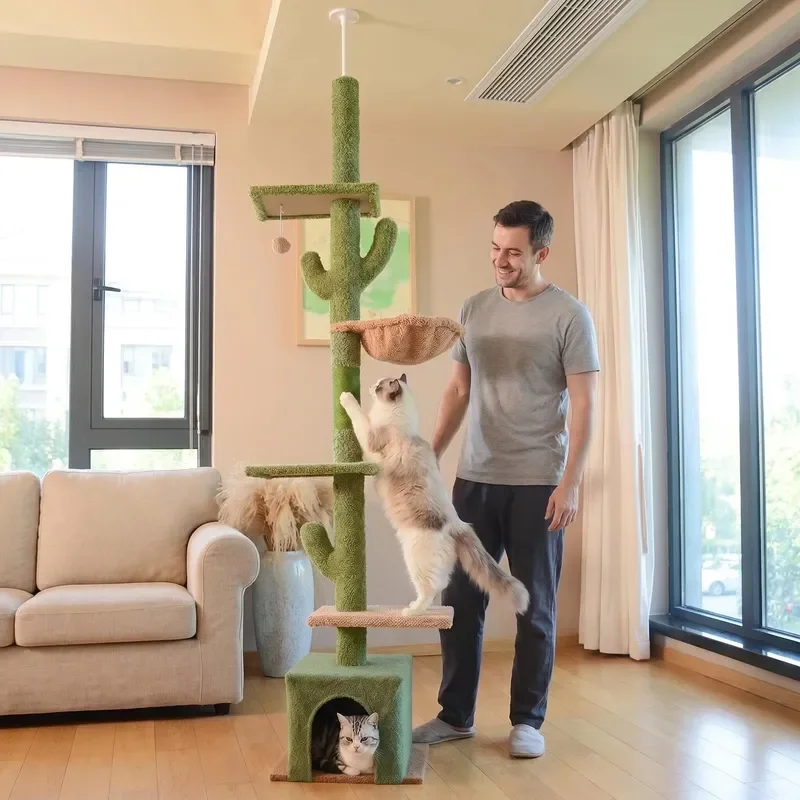 Customizable Eco-friendly Modern Wood Cat Condo Toy Tower Integrated Christmas Tree Cat Climbing Frame Scratching Post