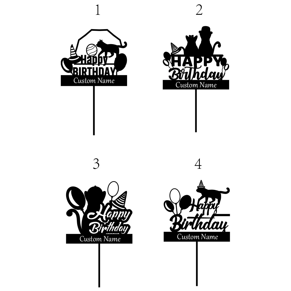 1PC Durable Happy birthday wishes with a cute animal theme Custom Name Cake Stand Cake Ornaments For Anniversaries - view 6