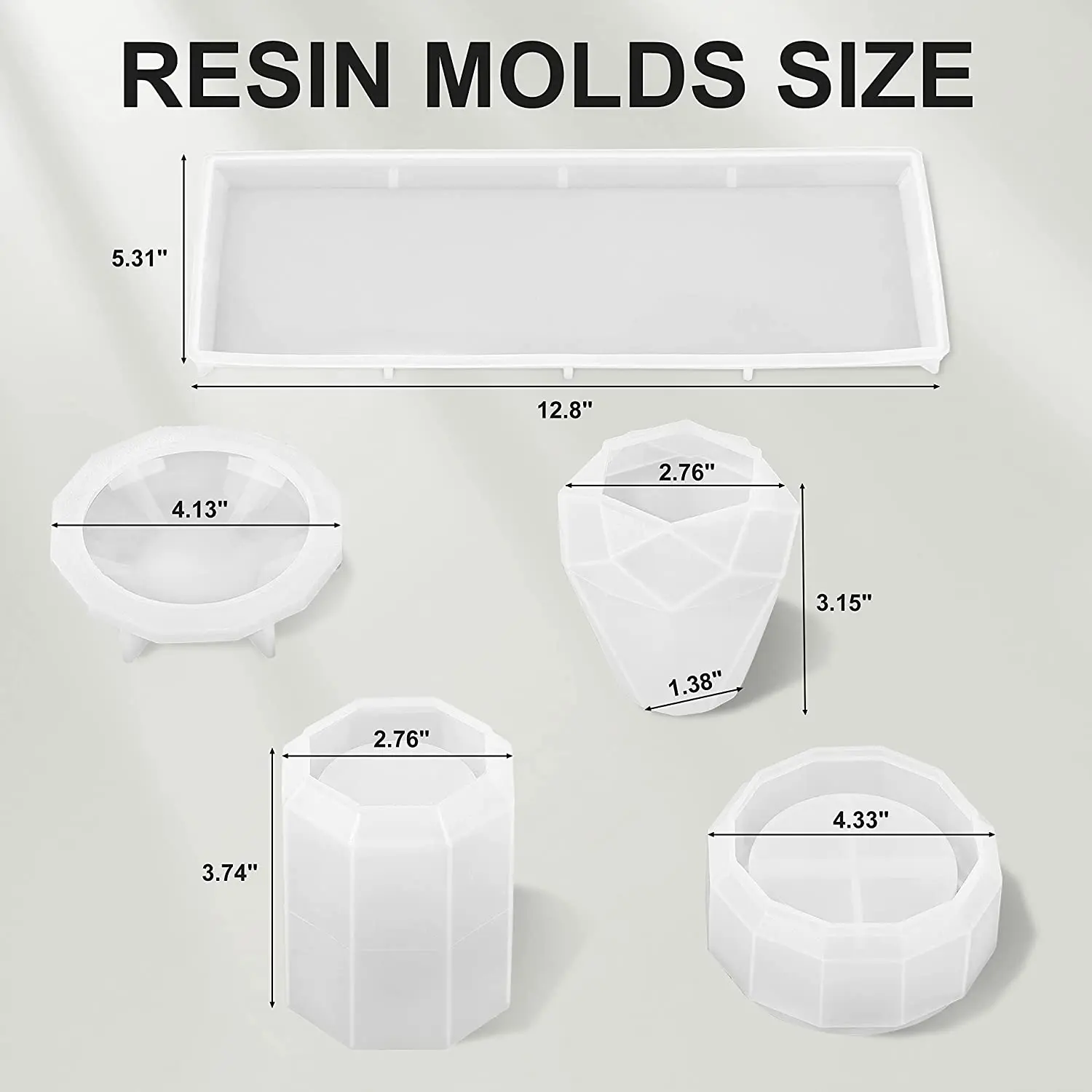 4Pcs Resin Molds for Bathroom Accessories Set, Silicone Molds for Resin Casting - Toothbrush Holder Cup & Diffuser Bottle Mold,