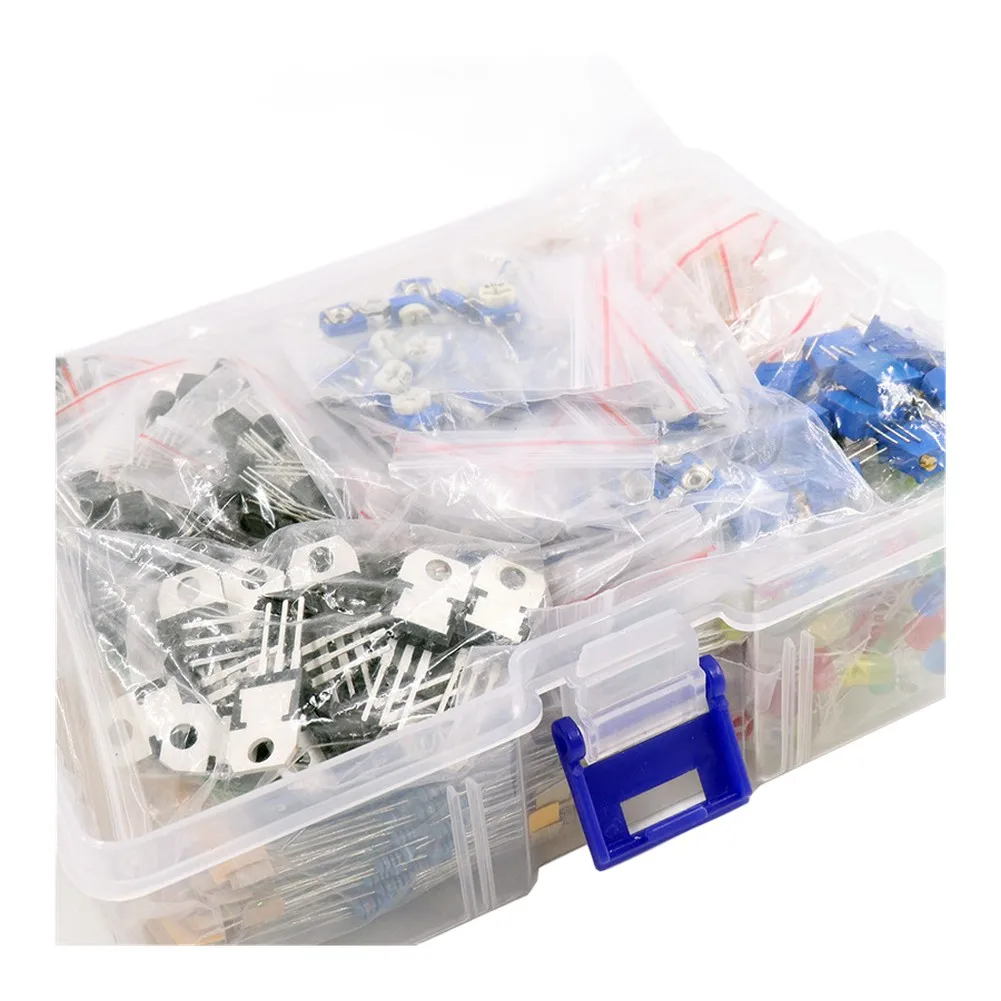 DIY Electronic Parts Kit 1818 Components Including 13pcs 3296 Adjustable Potentiometers and 65pcs RM063 Resistors