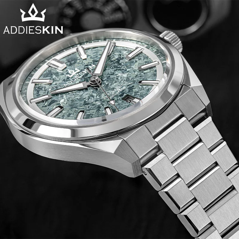 AddiesKin K006 Ice Crack Titanium Watch Green Dial Miyota 9015 Auto Sapphire Crystal 200m Diver BGW9 Luminous Men's Dress Watch view 2