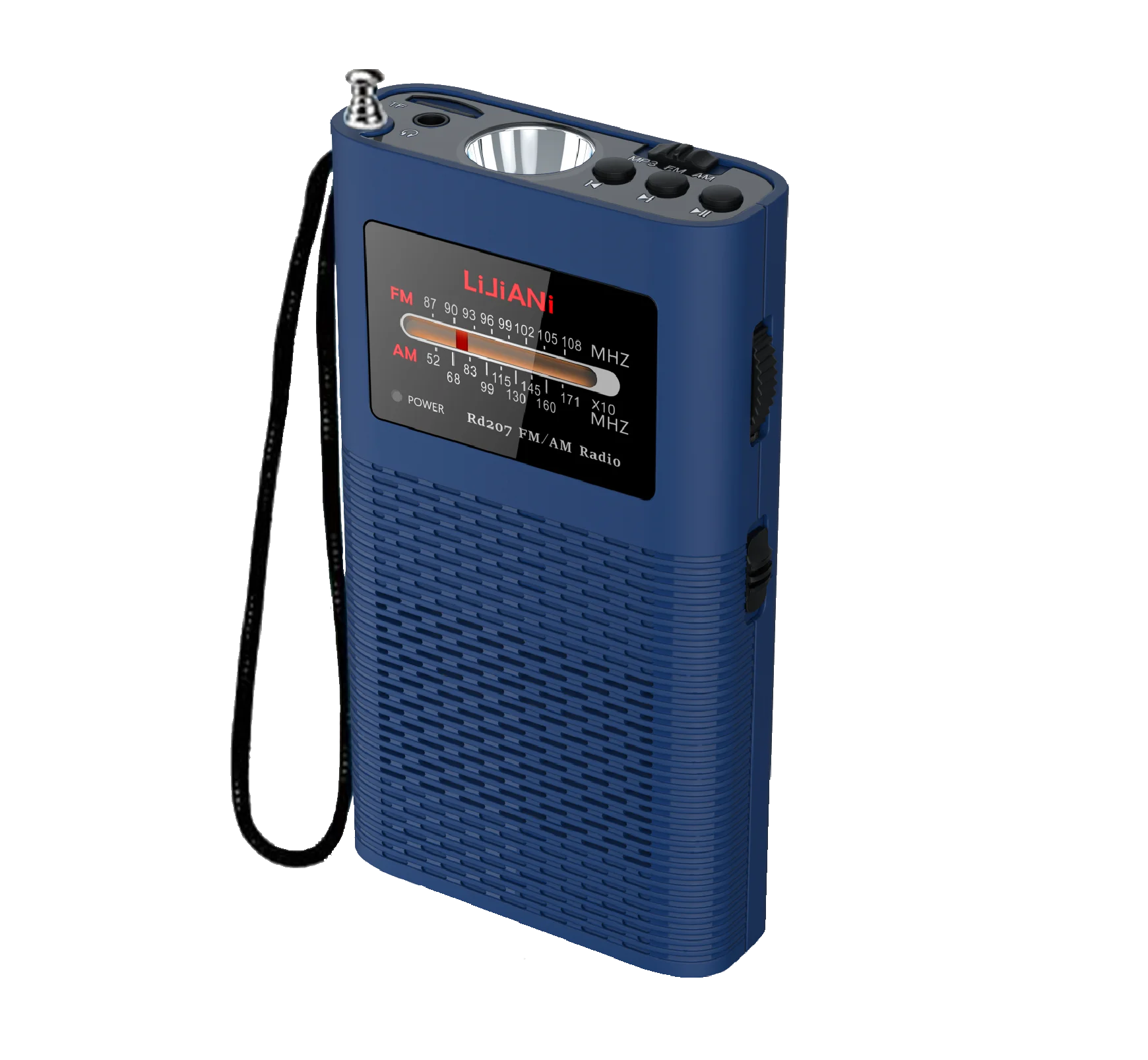 RD207 Portable Radio AM/FM/MP3 Player with Flashlight 1500mah Battery Operated, Long Antenna ,Longest Lasting Transistor