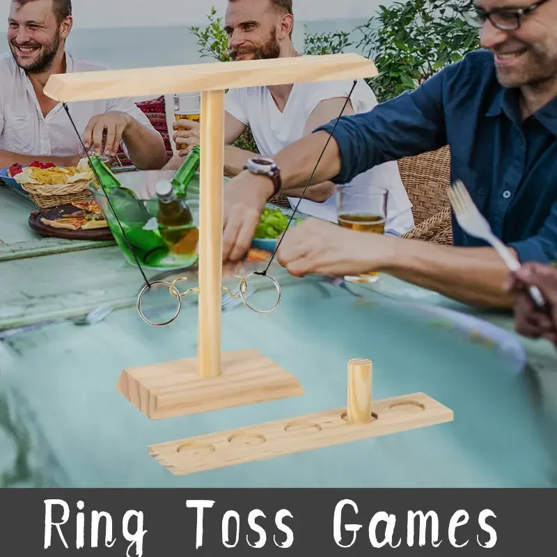 

Ring Toss Game Vibrato with The Same Wooden Hook and Loop Throwing Game Bimini Bar Family Throwing Music Home Accessories