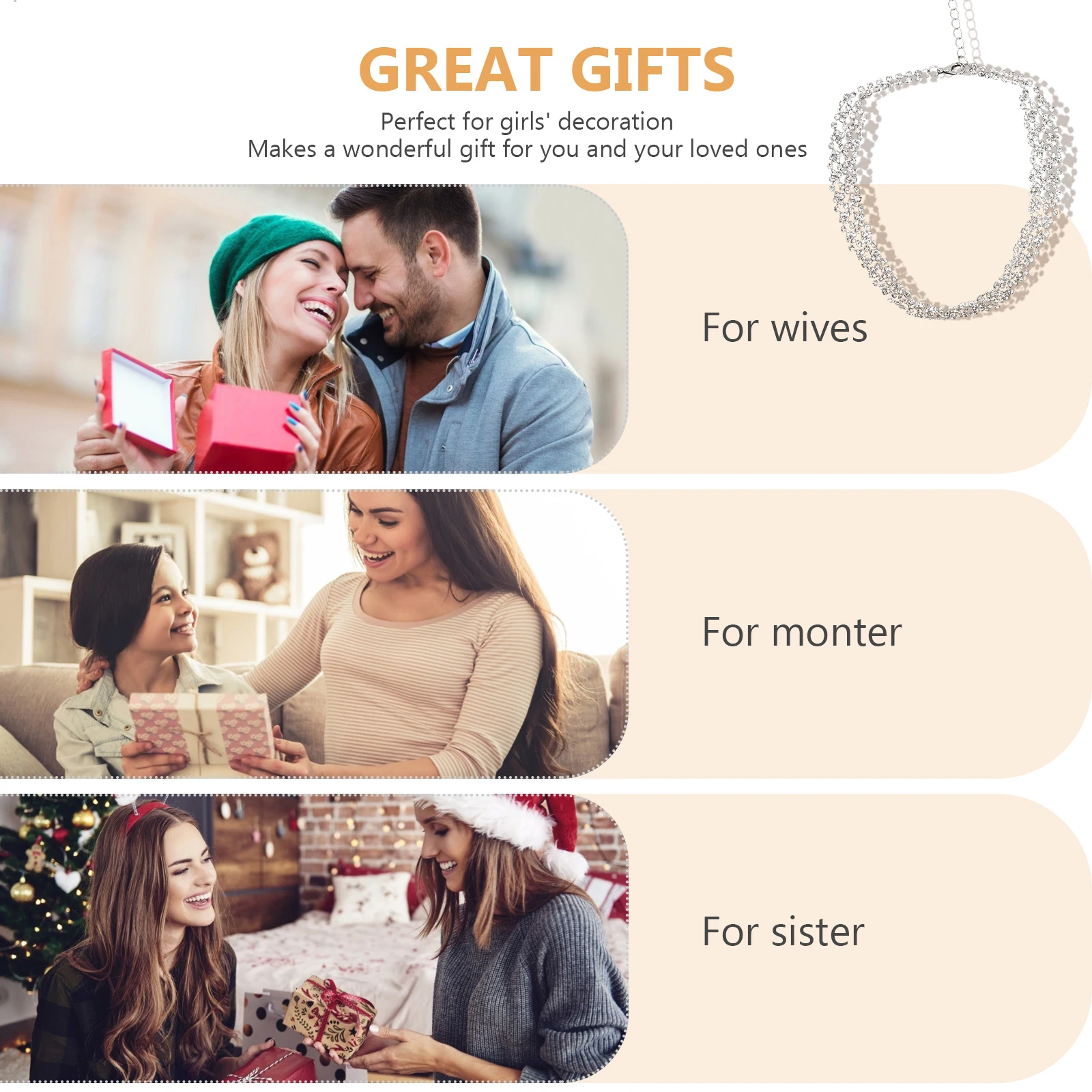 

Choker Necklace for Women Full Diamond Pendant Rhinestone Simple Elegant Chokers Women's