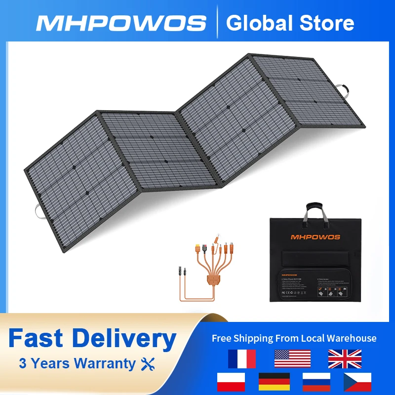 

MHPOWOS 220W Solar Charger, 220 W 40V Portable Waterproof Foldable Solar Panel 23.5% High Efficiency for Camping RV Garden Roof