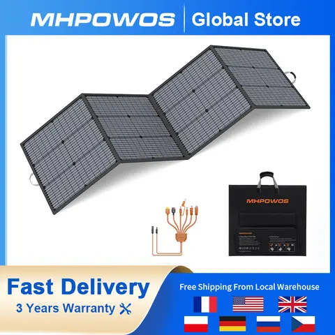 MHPOWOS Panel solar portátil liviano de 220/400 W, panel solar plegable con soportes para RV, camping, sistema fuera de la red