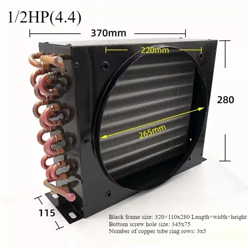 Freezer Refrigerator Condenser with Fan Copper Tube Condenser Air-cooled Aluminum Fin Square Radiator Evaporator 1PCS