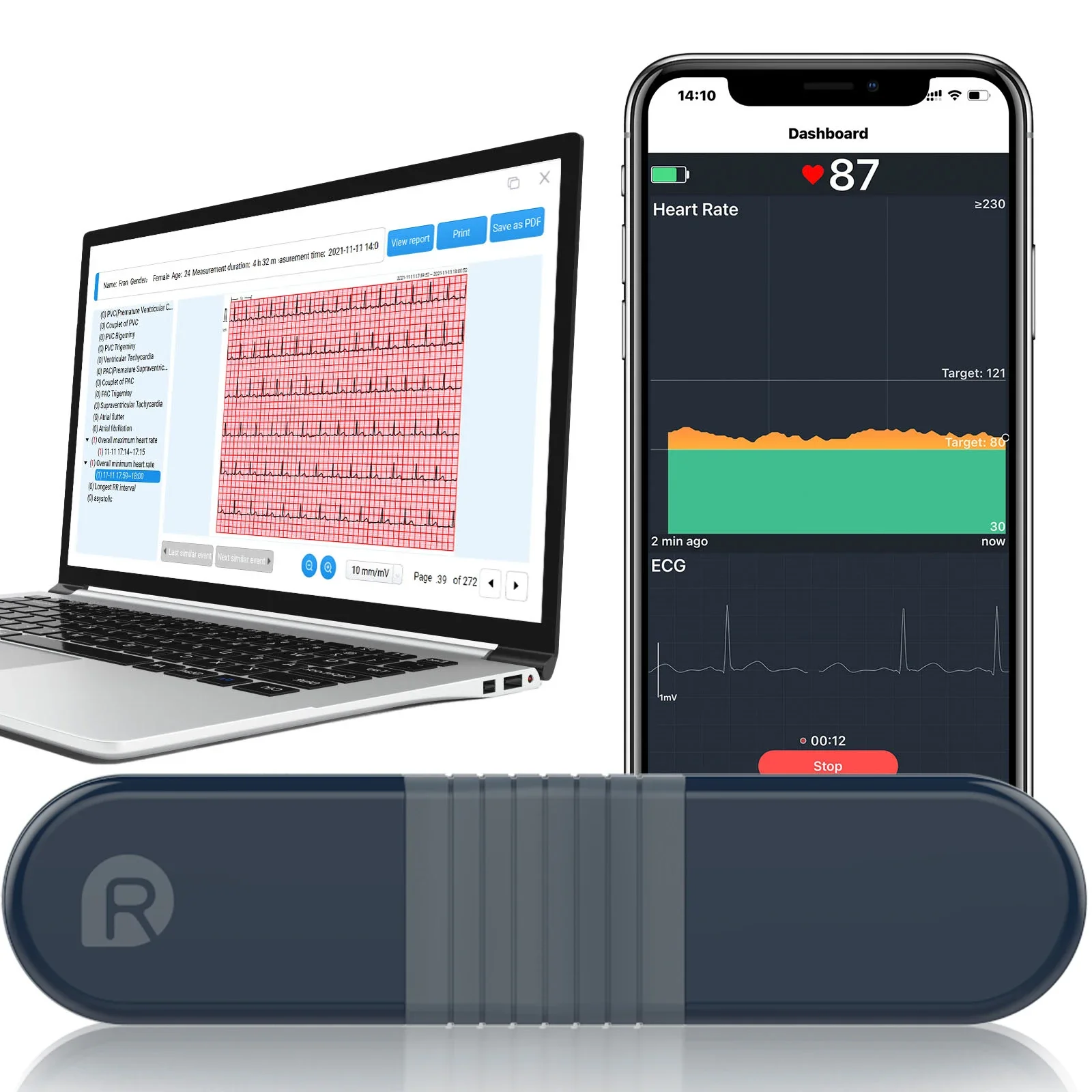 Wellue ER1 24-hour Wearable With AI Analysis Real-time Ecg Tracking Portable Heart For Home Use