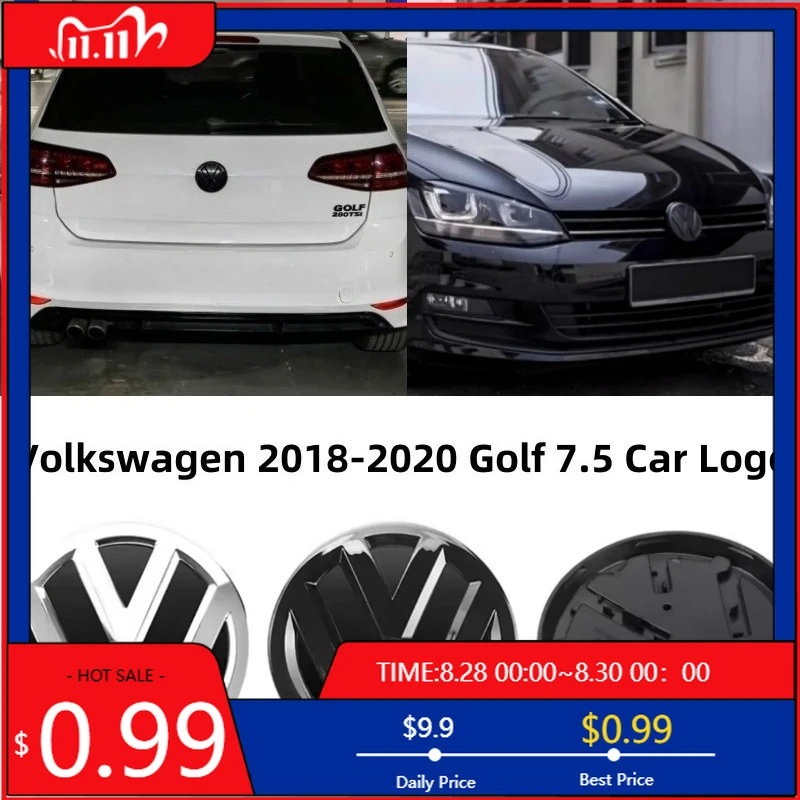 

VW GTI GOLF 2026 Hot For VW VOLKSWAGEN Volkswagen Golf MK7.5 2018-2020 3D Gloss Black Front Rear Emblem Set Logo Badge Replaceme
