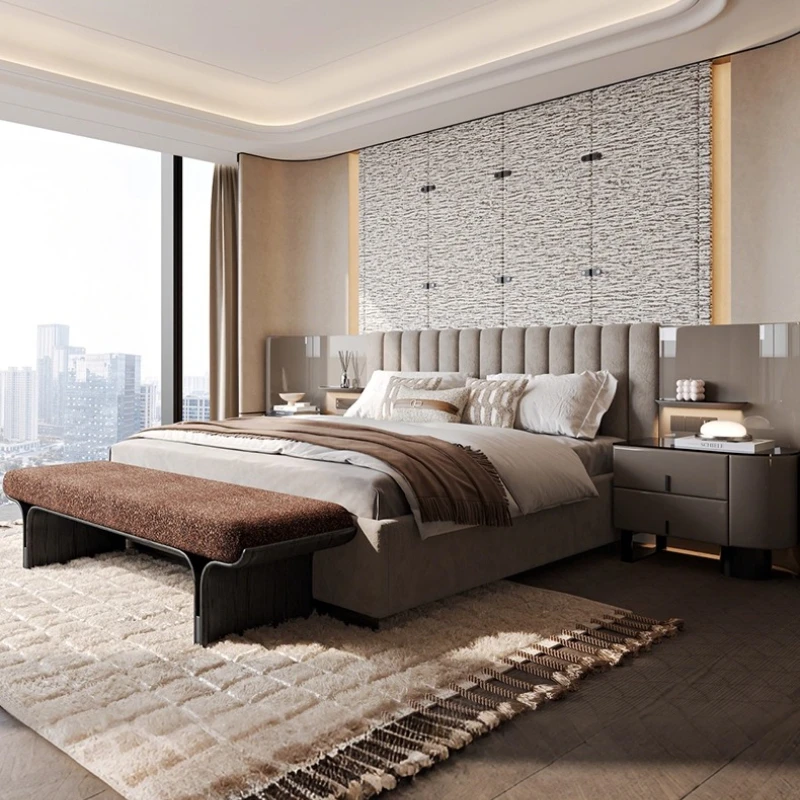 مقعد بجانب السرير لغرفة النوم الرئيسية على طراز المال القديم الإيطالي الفاخر، مقعد تغيير الأحذية في غرفة النوم #6