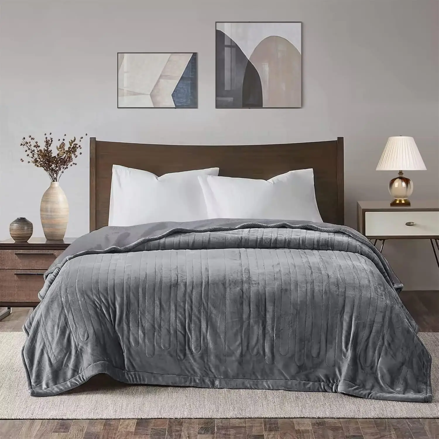 

Электрическое одеяло с подогревом размера Queen Size, с двойным управлением, 10 режимов нагрева, автоматическое отключение и защита от перегрева, машинная стирка, серое