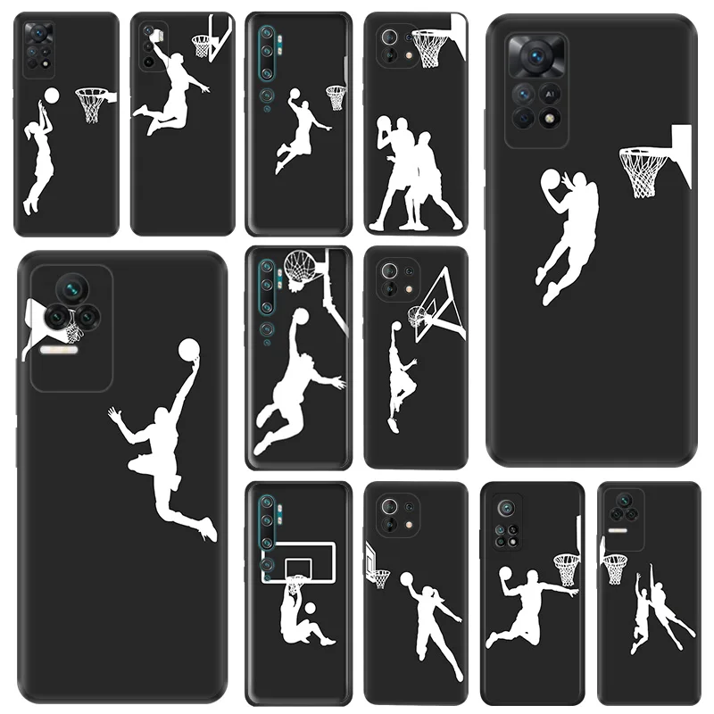 

Phone Case For Redmi 10C 10A Note 11 Pro 10 10s 11s Shot Basketball Dunk Sports Xiaomi 10t 11t Lite Black Soft Protective Cover