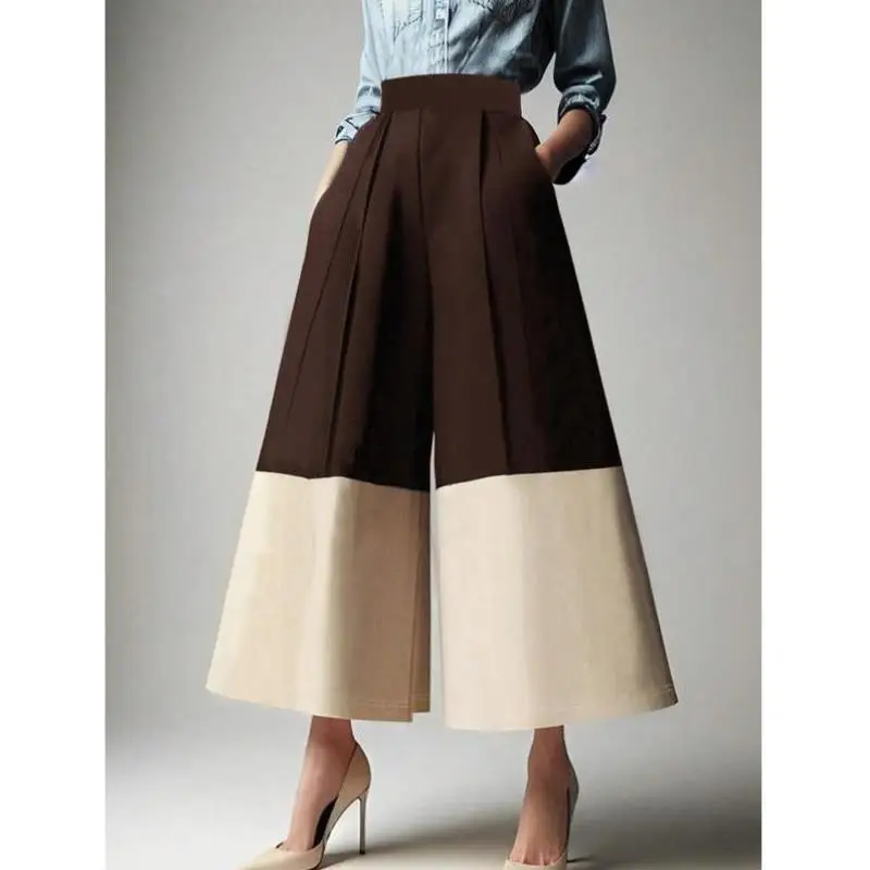 ex Pantalones casuales Color Blo ket Pierna ancha Pantalones de tubo rectos cómodos para hombres y mujeres Material de PVC neutro