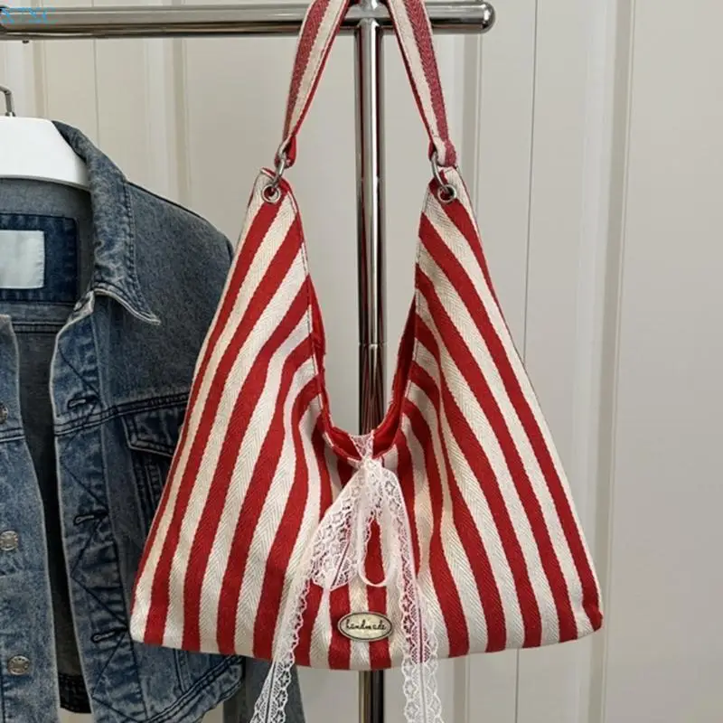 X7XC bolso mano para mujer, elegante bolso para axila, bolso hombro a rayas, bolso sencillo para ir trabajo, bolso para