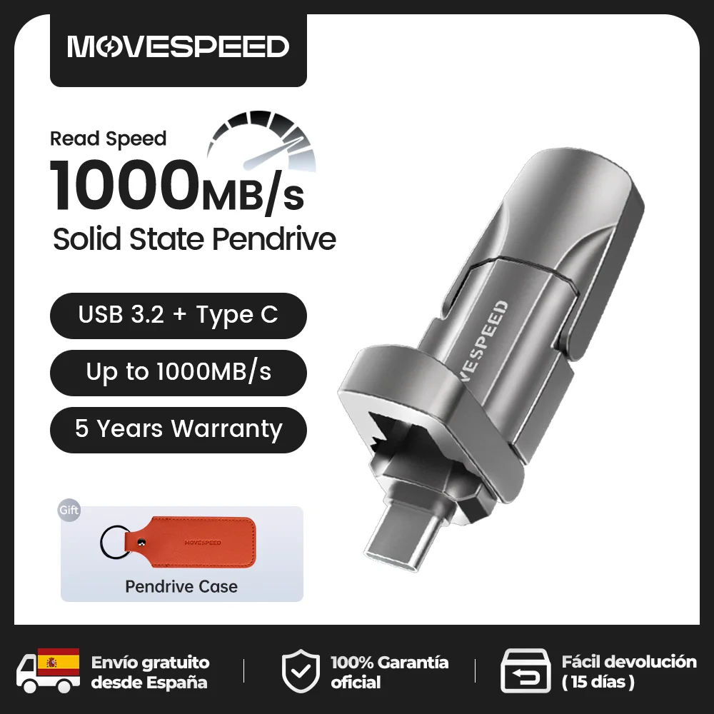 MOVESPEED 1000MB/s Solid State Pen Drive USB3.2 Gen 2 Type C Flash Drive 1TB 512GB 256GB 128GB Pendrive for PC Smartphone Tablet