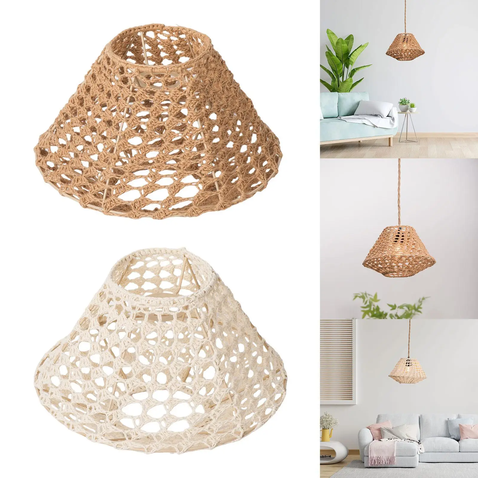 로프 짠 전등 갓 펜던트 라이트 그늘 장식 테이블 램프 전등 갓 램프 커버 테이블 조명 머리맡 램프 주방 카페
