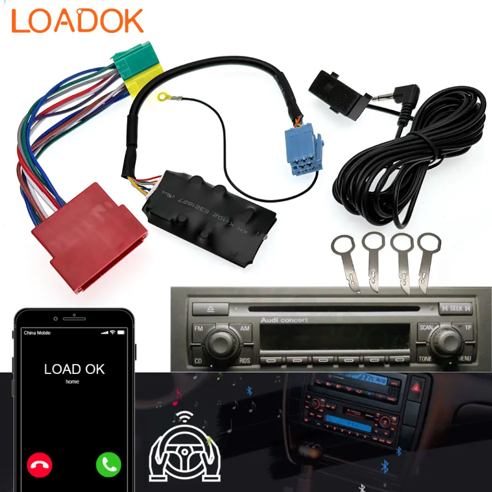 Samochodowy Bluetooth 5.0 AUX zestaw głośnomówiący 8 Pin Adapter A2DP muzyka Audio kabel dla Audi A3 8L 8 P A4 B5-B7 A6 4B A8 4D Quadlock