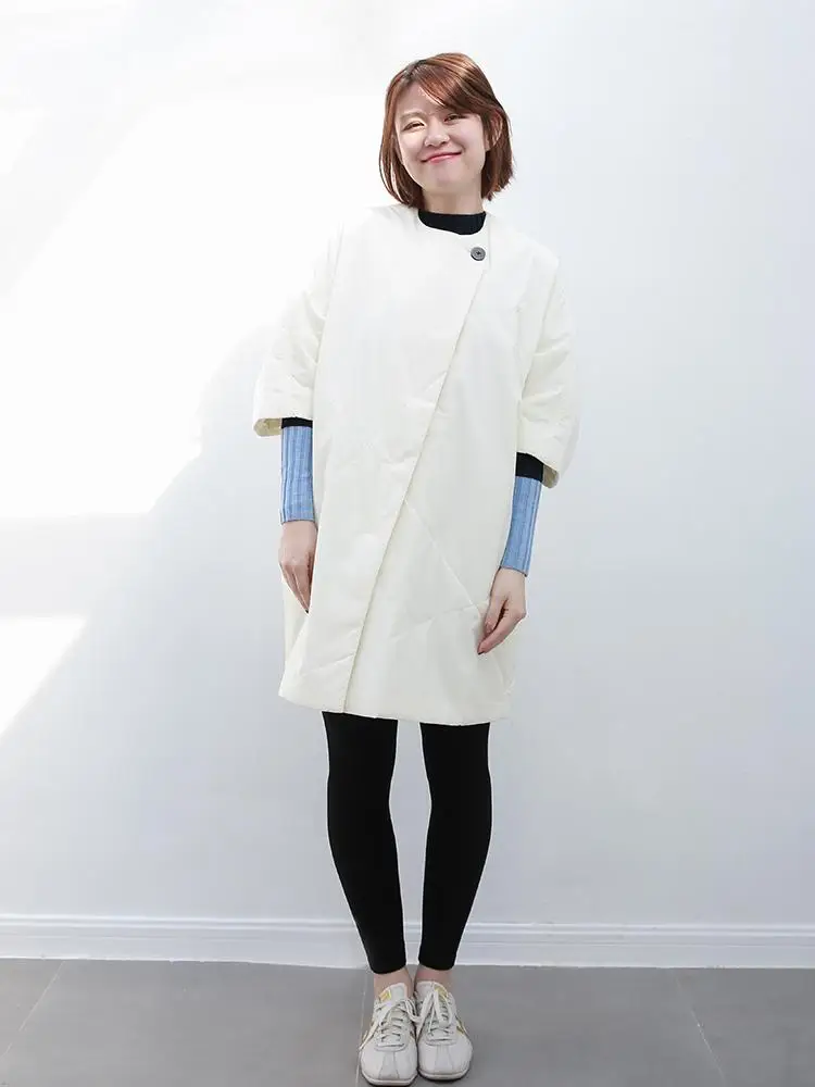 

Теплое хлопковое пальто для женщин с воротником-шарфом, средней длины, на молнии, с длинными рукавами