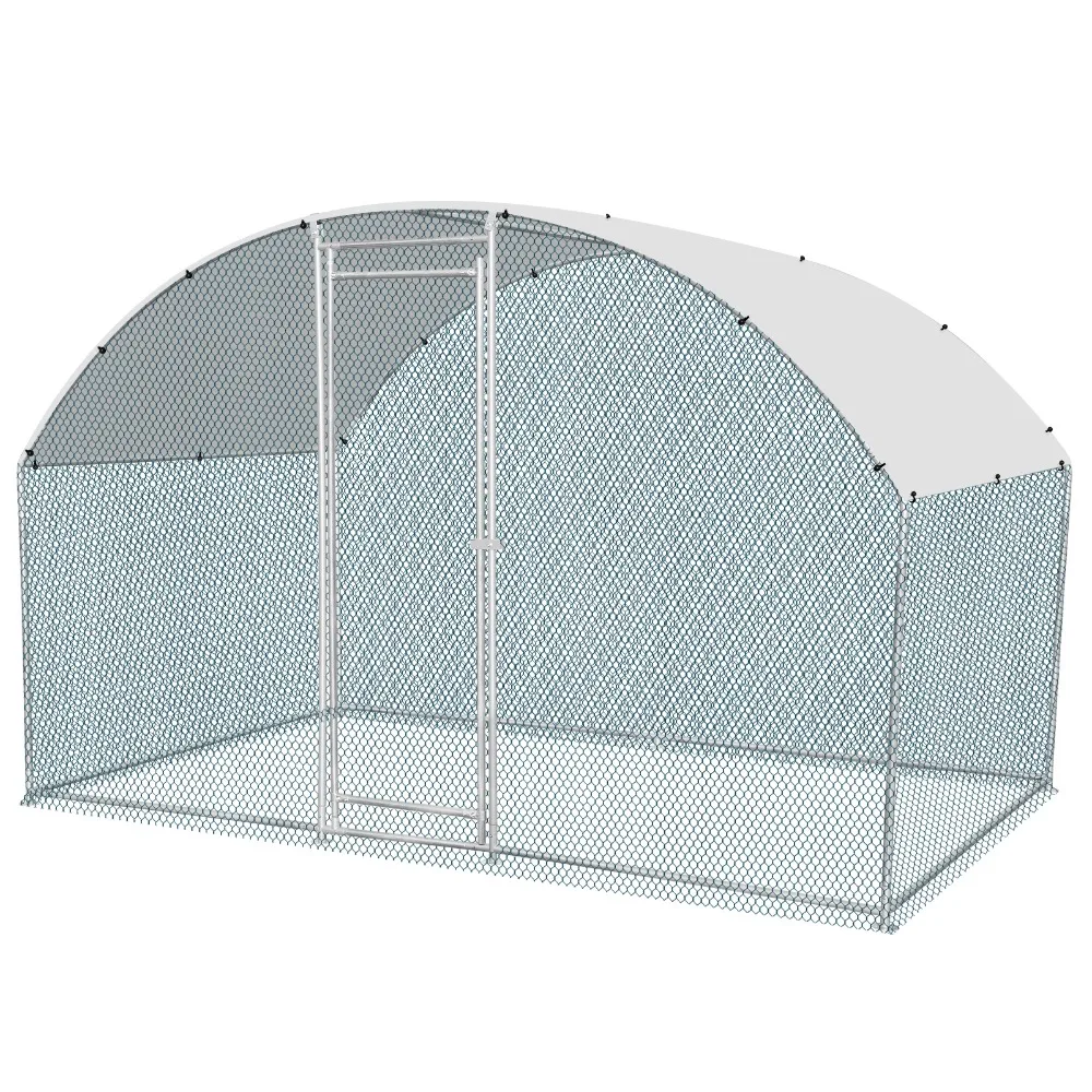 

6.5' x 10' Large Walk-In Metal Chicken Coop,Outdoor Poultry Enclosure with Weatherproof Cover & Predator-Resistant Design