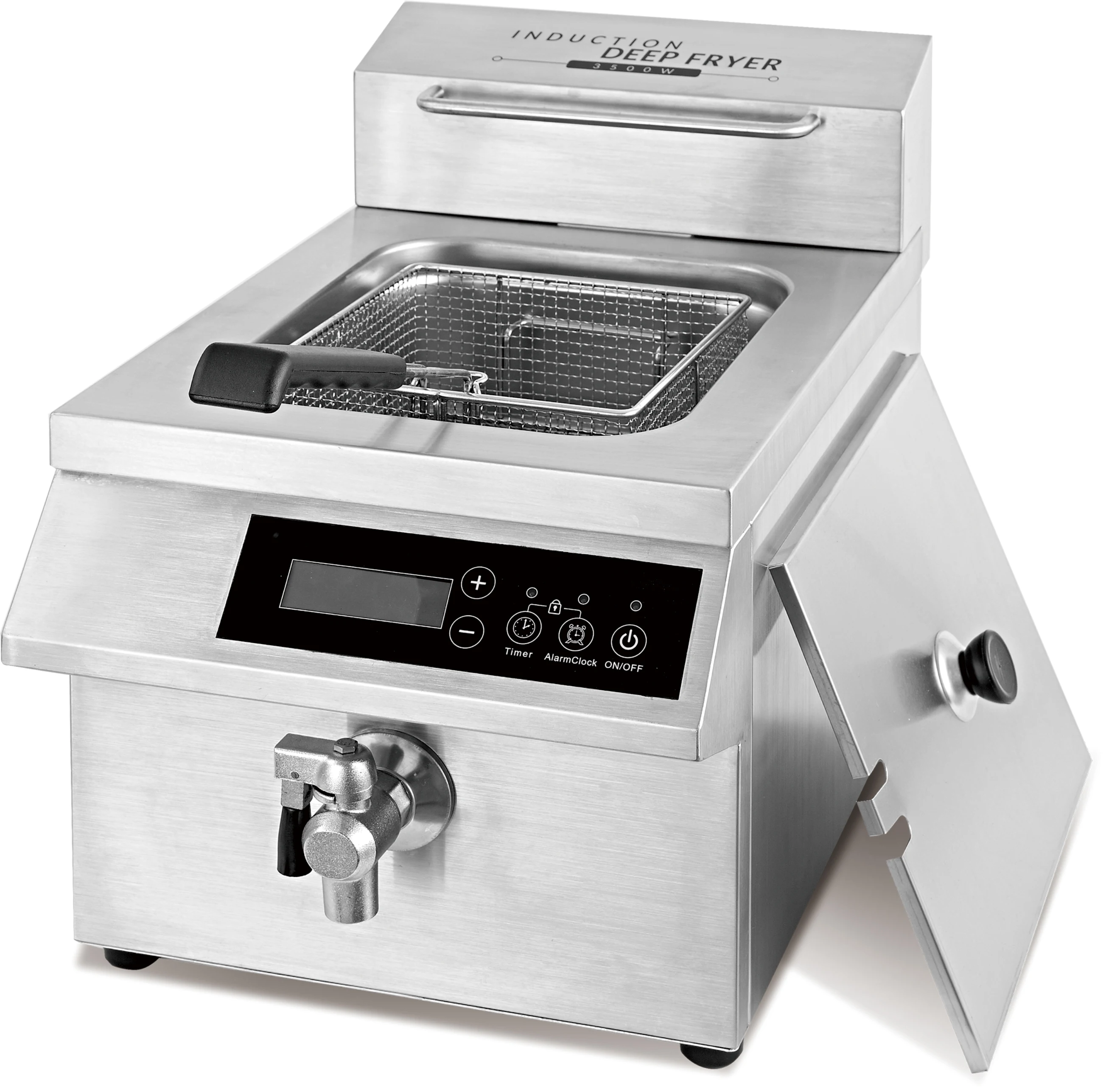 12L Large Capacity Electric Induction Deep Fryer with Oil Drain Valve for Crispier Fried Chicken and Fries