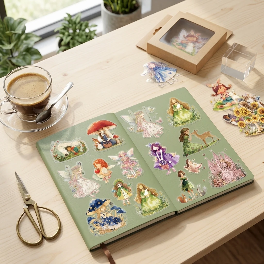 Transparent Fairy Tale Princess Sticker Pack 50Pcs PET Material For Journal Decoration Waterproof Durable