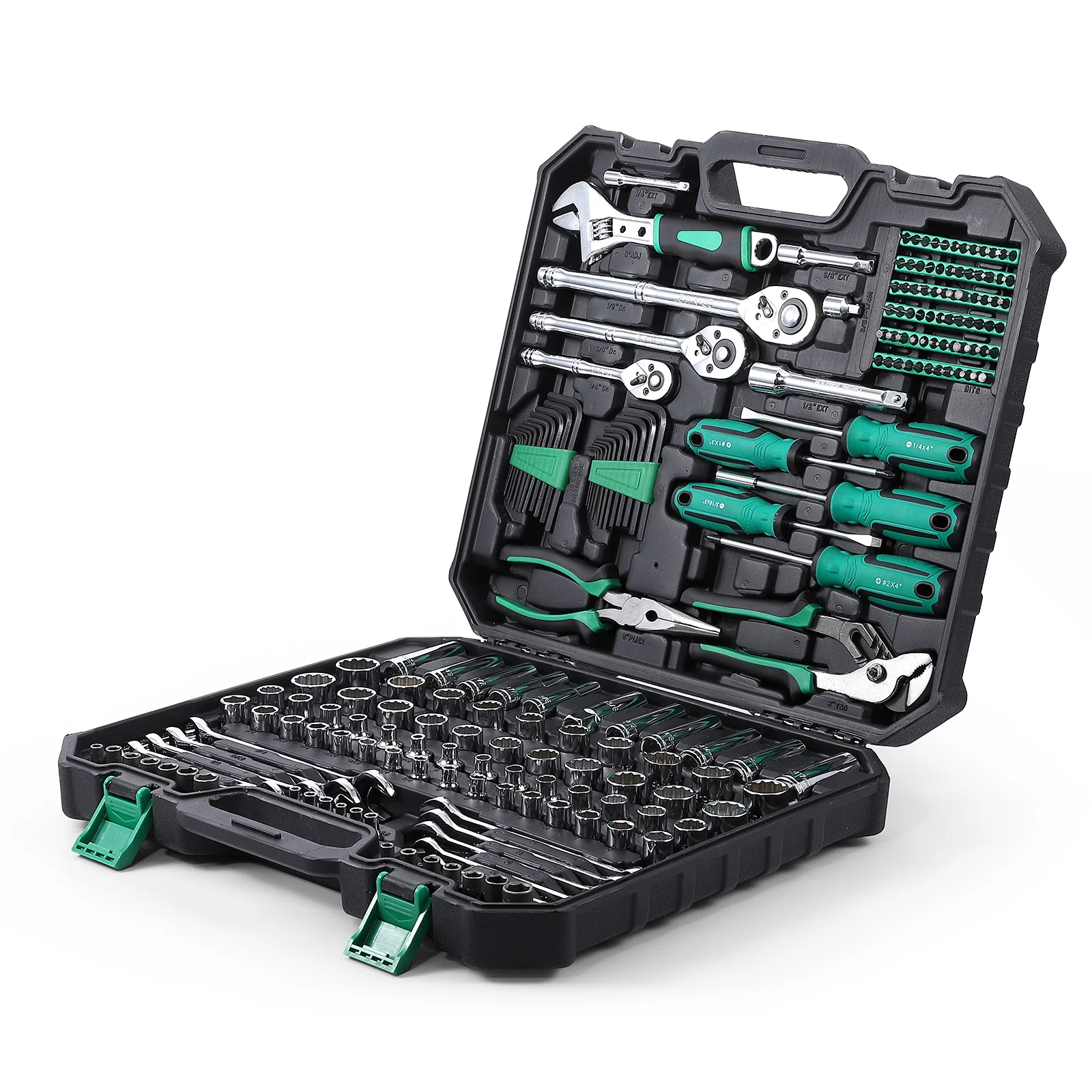 213 Pieces Mechanics Tool Set General Purpose Mixed Sockets and Wrenches, Hand Tool Set Auto Repair Tool Kit Home Tool Kit