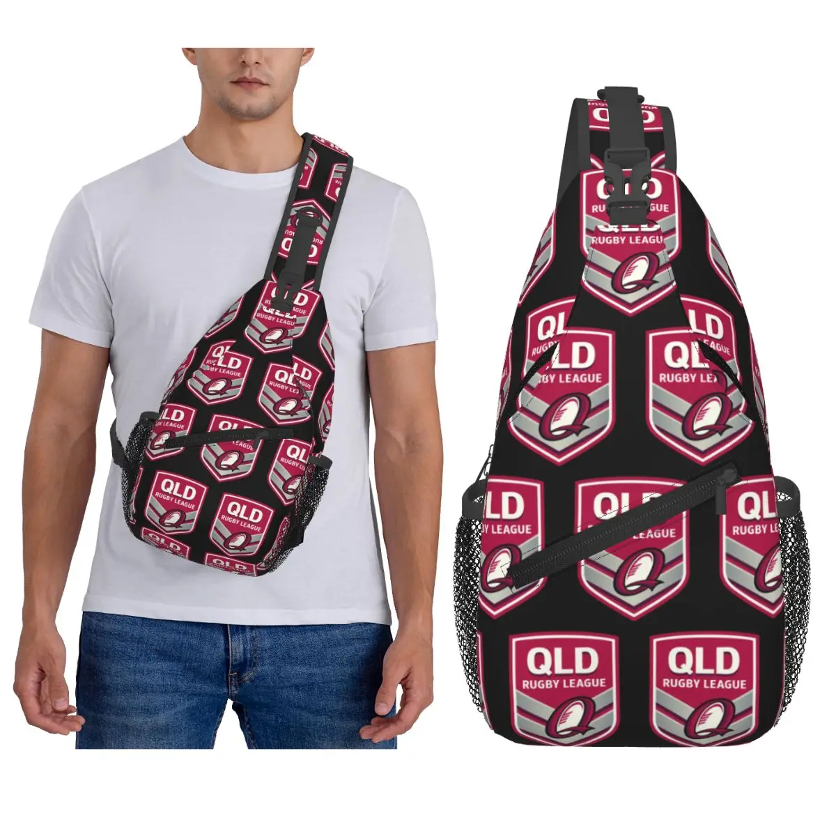 

Queensland Maroons Chest Bag Men Sling Crossbody Backpack Chest Bag Travel Hiking Daypack Shoulder Bag